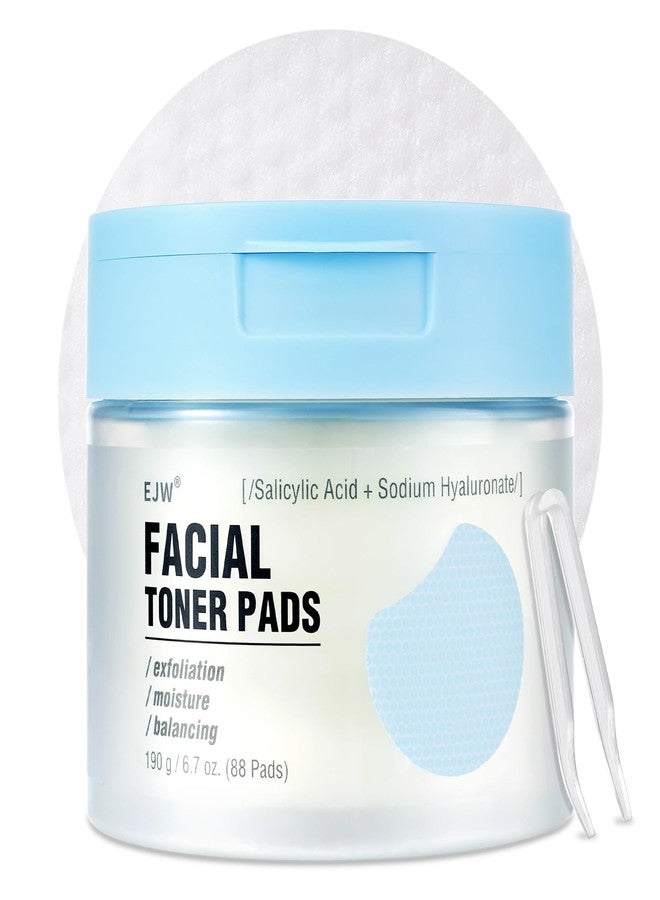 EJW Exfoliating Toner Pads 88 Count - 1% Salicylic Acid (BHA) + Sodium Hyaluronate - Gentle Daily Pads for Acne & Blackheads, Pore Refining, for Sensitive & Oily Skin - Image 1